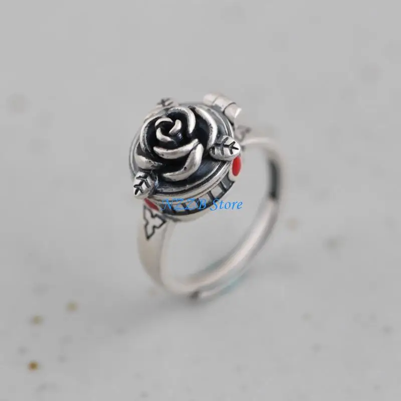 

T21F Rose Box Ring Personality Ladies Exquisite Elegant Jewelry for Women Men