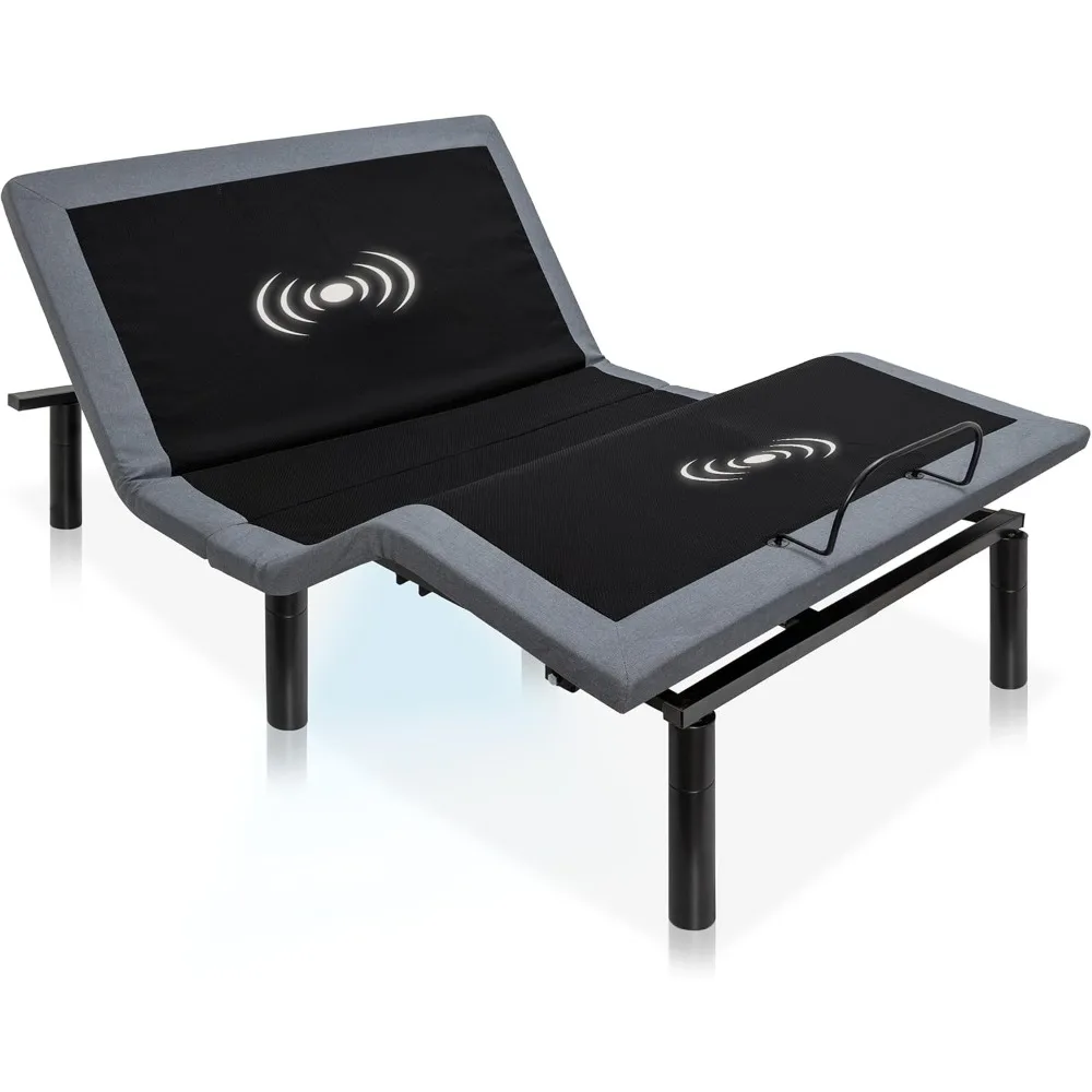 

"massage-equipped adjustable bed frame with 4 usb ports, led lighting, quick 5-minute setup, and multiple comfort positions"
