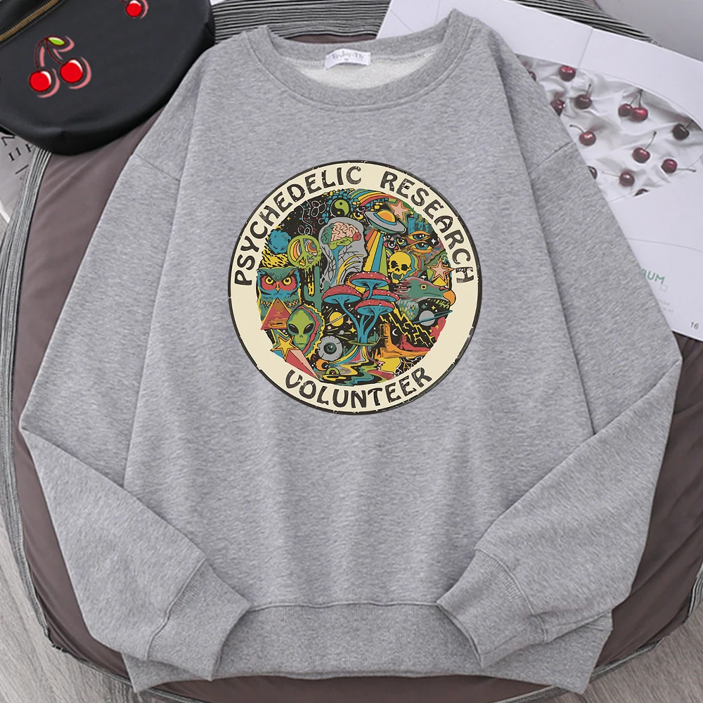 Psychedelic Research Volunteer Colourful Retro Print Man Hoody Vintage Fashion Long Sleeves Comfortable Clothing Men Sweatshirts