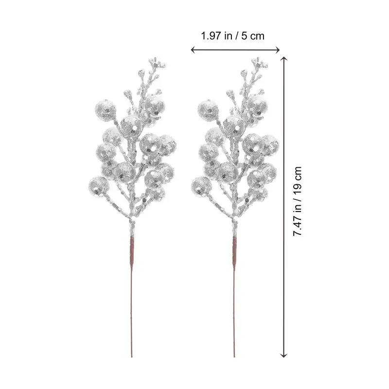 

10Pcs Artificial Berry Stems Glitter Fake Berry Branch For Wreath Decors Snowflake Berry Cuttings Garland DIY Accessories