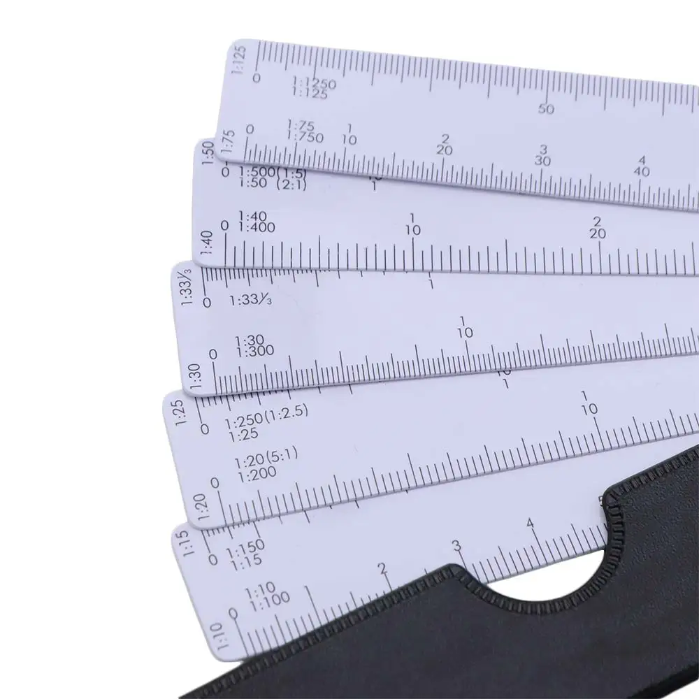 5-Klingen-Fächermaßstab, multifunktionale Zeichenwerkzeuge, faltbare Lineale, pädagogischer 5-Größen-Maßstab, Schreibwaren
