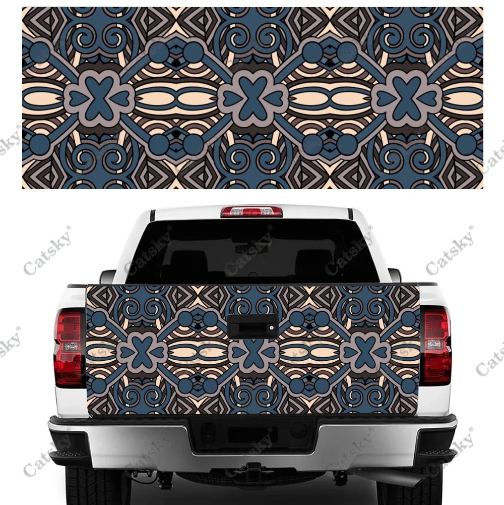 Ethnic Oriental Pattern Truck Tailgate Wrap Professional Grade Material Universal Fit for Full Size Trucks Weatherproof