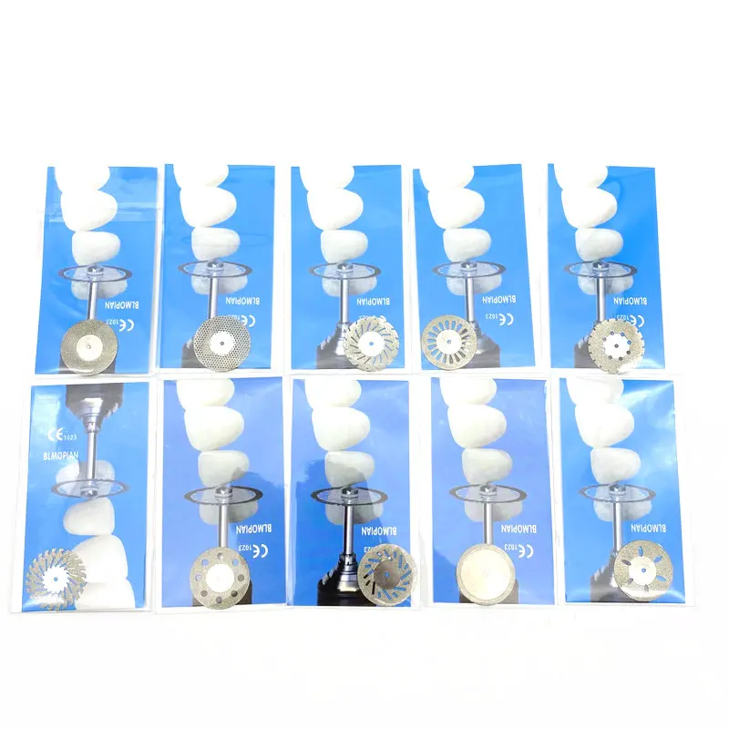 5pc/set Dental Ultra-thin Double Sided Sand Porcelain Diamond Cutting Disc Mandrel Diamond Disc Dentistry Polishing Tools