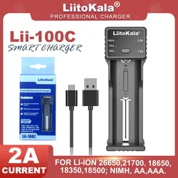 LiitoKala Lii-100C Lii-100 Lii-100B Battery Charger For 18650 18350 26650 16340 RCR123 14500 3.7V 2A USB Smart Charge