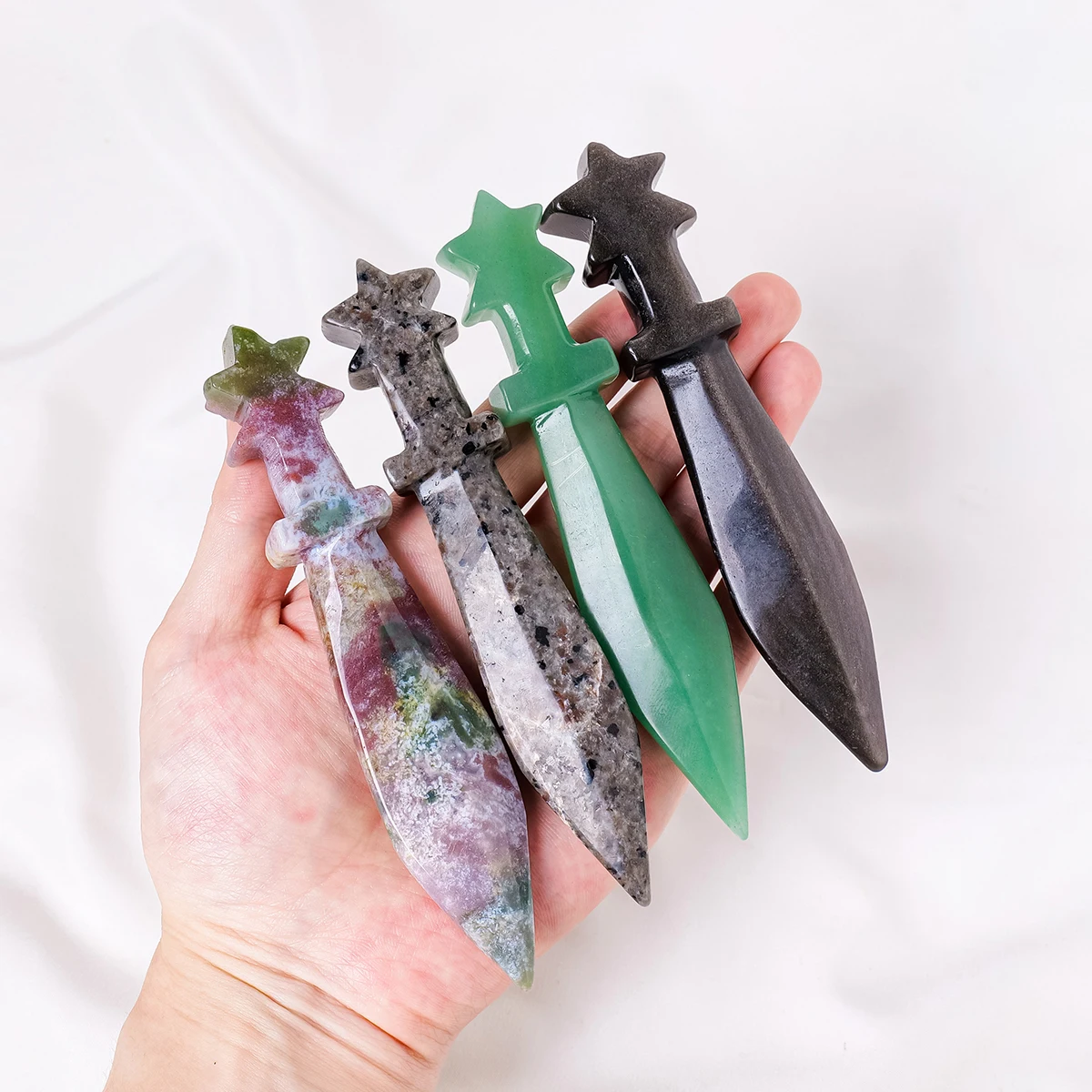 1pc  Natural Crystal Raw Stone Dagger Carving Pieces, Polished Semi Precious Stone Knives, Home Tabletop Decoration Ornaments