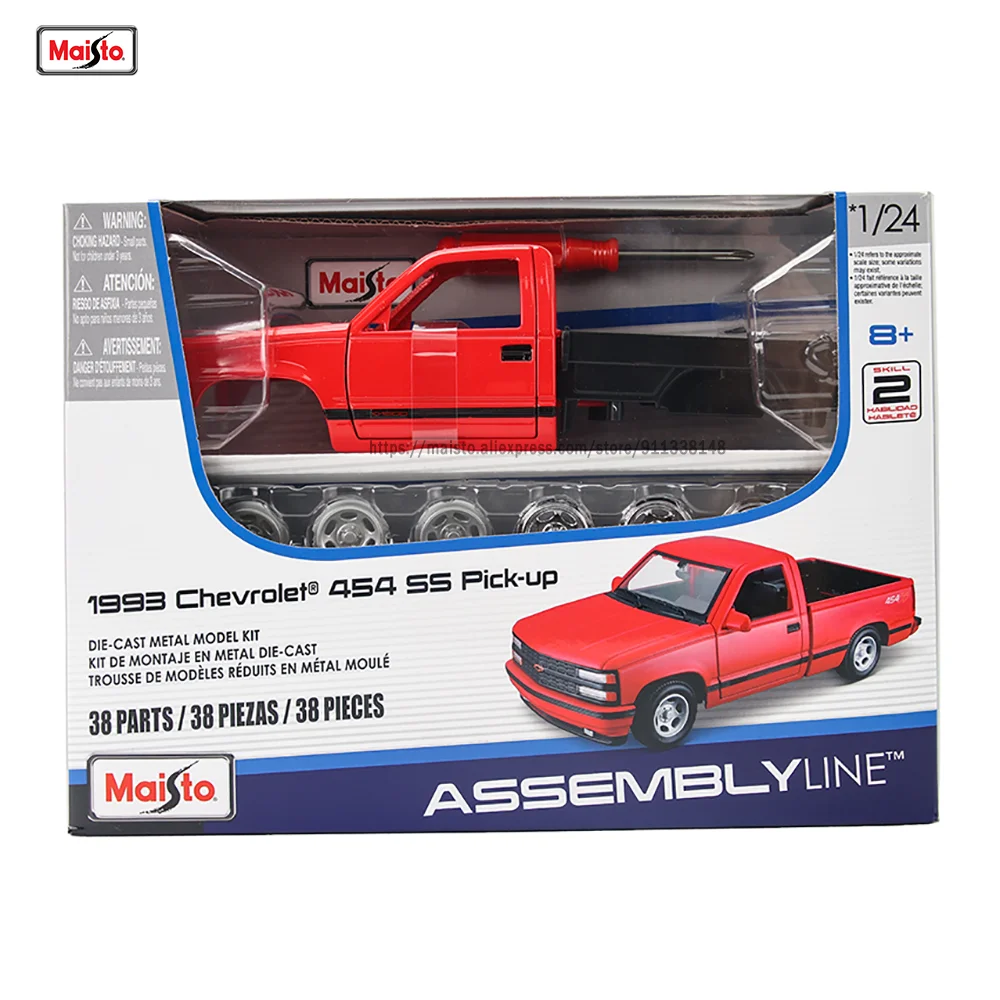 Maisto 1:24 1993 Chevrolet 454 SS Pick-up Assemble Model kits Assembly line  die-cast precision model car Model collection gift