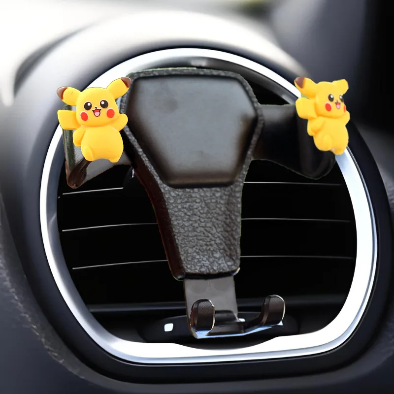 Pokemon Pikachu Gravity Car Phone Holder Air Outlet Fixing Frame GPS Smartphone Holder Suitable for IPhone Xiaomi Huawei Phones