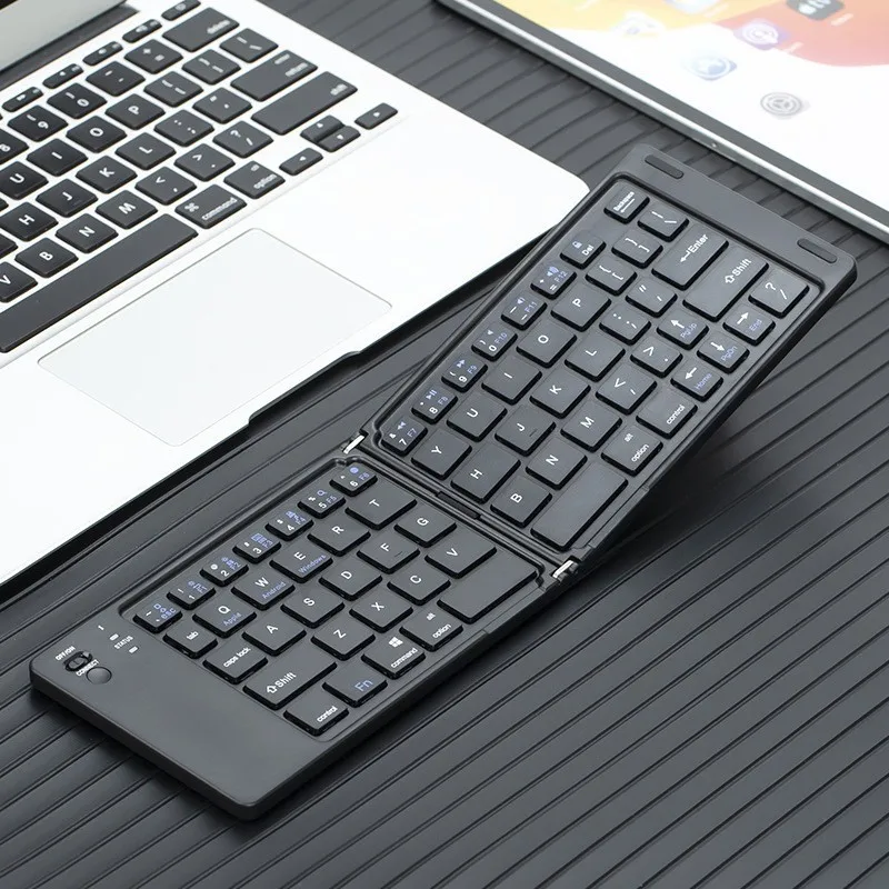 Foldable Bluetooth Keyboard Portable Folding Keyboard forTravel,Rechargeable Wireless Key Board with Phone Holder Laptop Tablet