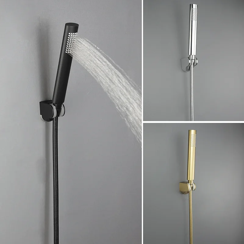 Brass Hand Shower Head 150cm Stainless Steel Shower Hose Plastic Holder Shower Faucet Head Wall Mount Faucet Accessories