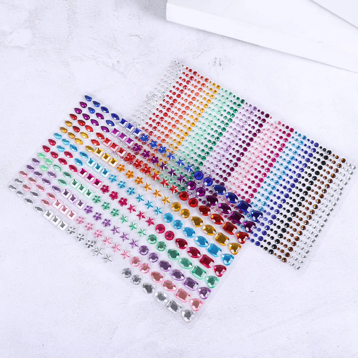 2Sheets Acrylic Diamond Stickers DIY Diamond Decals Crystal Beads Easy Peel Kid Crafts Scrapbook Calendar Decoration