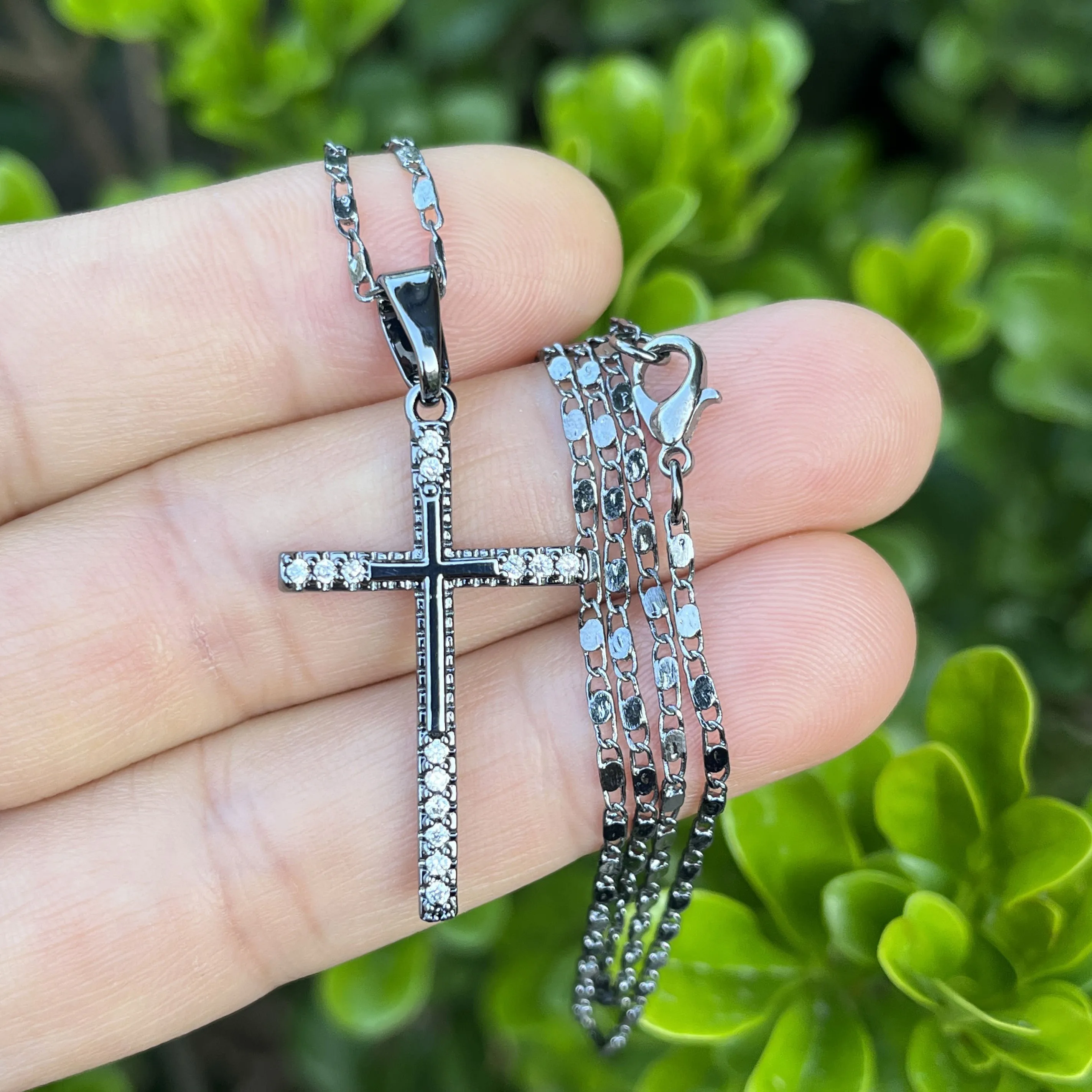 5pcs/ Bag New Christian Jewelry Micro-Inlaid Zircon Cross Pendant Necklace Gold Plated Vintage Jewelry Necklace for Men Women