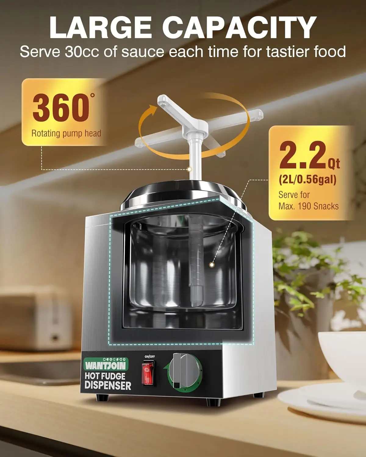 موزع جبنة ناتشو مع مضخة، موزع كراميل الجبن التجاري 2.2 كيو تي من الفولاذ المقاوم للصدأ، مع تعديل درجة الحرارة بمستوى 5