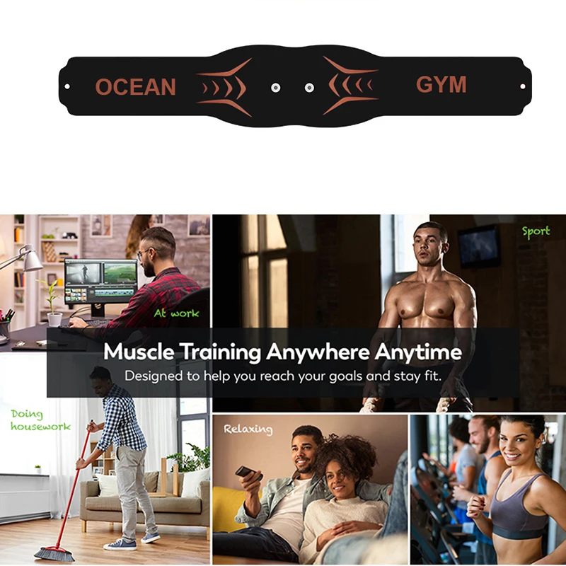 60cm EMS Muscle Stimulator Ab Trainer Waist Abdominal Toning Belt With Gel Pads HomeFitness Workout Equipment USB Recharge