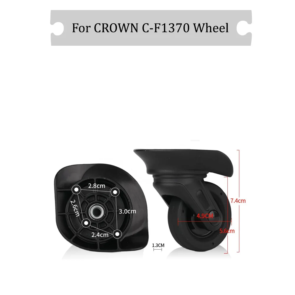 

For CROWN C-F1370 Universal Wheel Black Replacement Suitcase Rotating Durable Silent Smooth Shock Absorbing Accessories Wheels