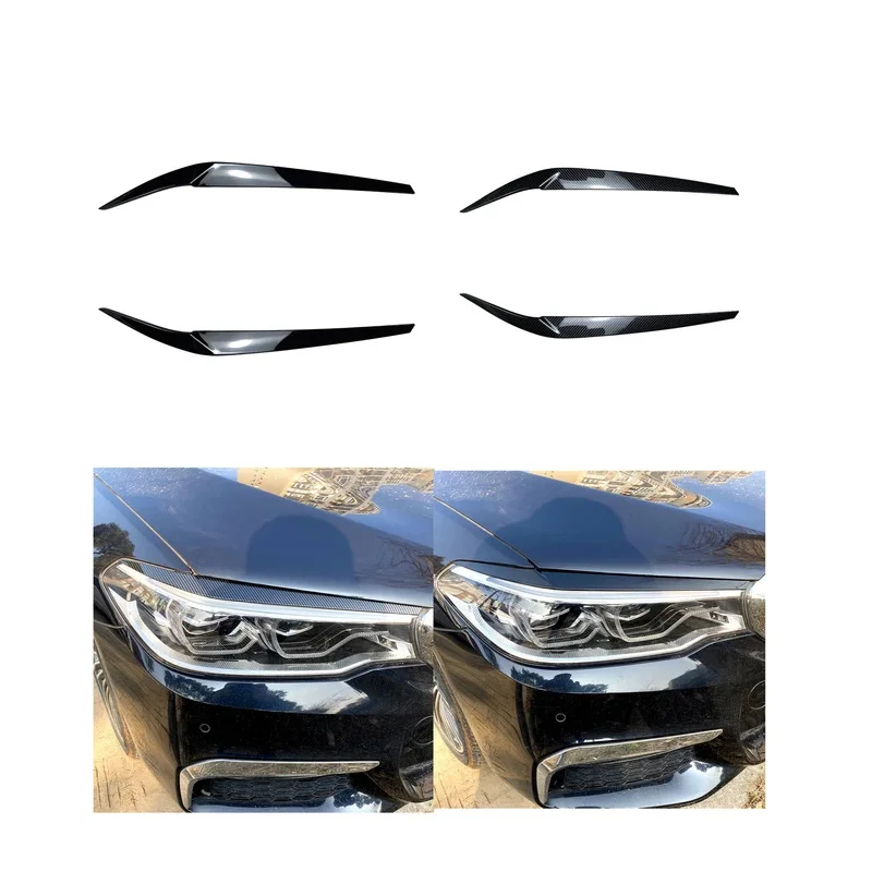 

2pcs Headlight Eyelids Eyebrows ABS Plastic for BMW 5 Series G30 G31 G38 F90 M5 525I 530I 540I 2017-2021 Accessories