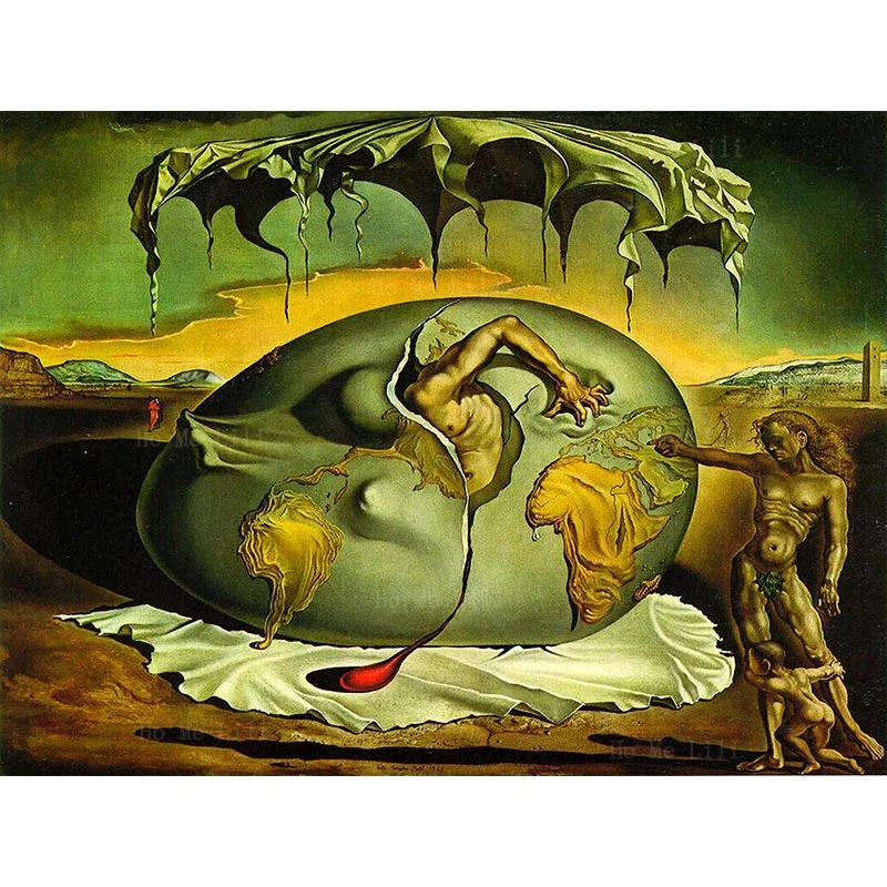 Geopolitical Child Watching The Birth Of A New Man Surrealism Painting Canvas Wall Art By Ho Me Lili For Livingroom Home Decor