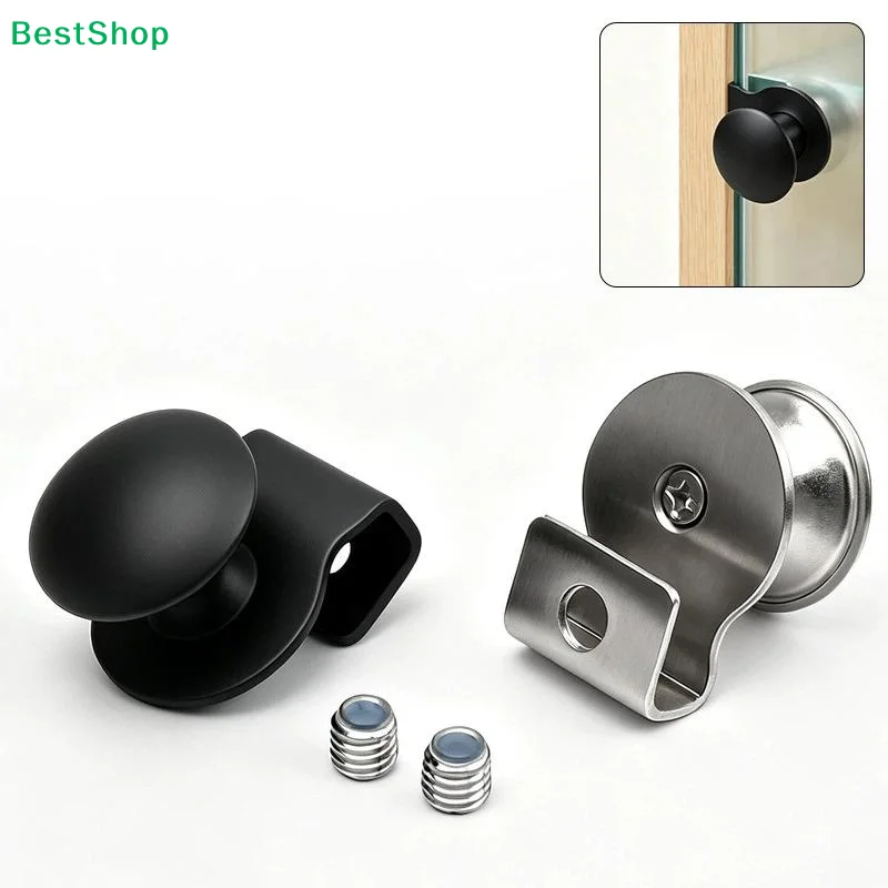 〔Q〕Stainless Steel No Drill Glass Cabinet Door Pull Anti Slip Long Lasting Durable For Bathroom Kitchen Glass Cabinet Doors