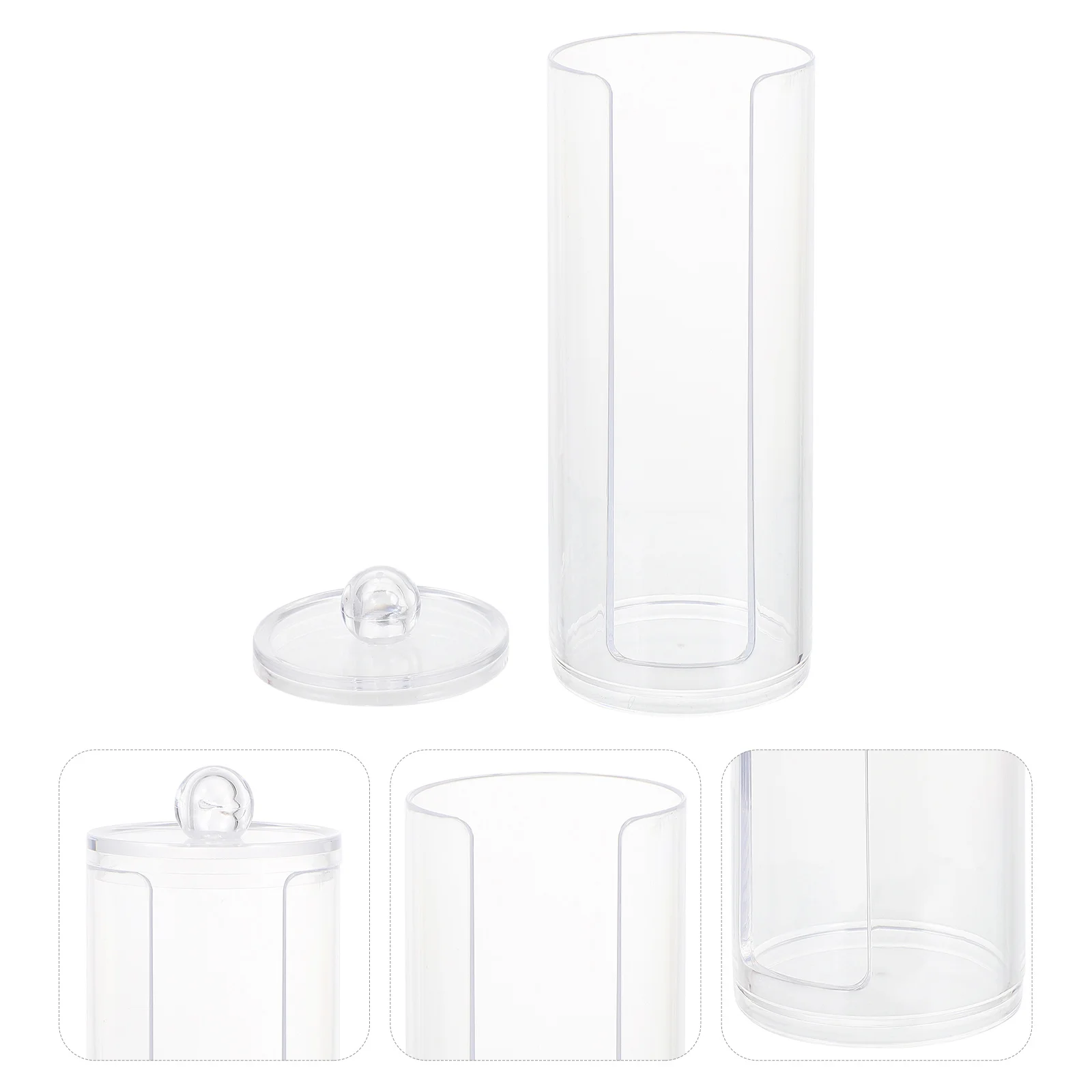 Hair Ties Storage Box Transparent Cylindrical Design Dustproof Lid For Makeup Cotton Organizer Pad Container