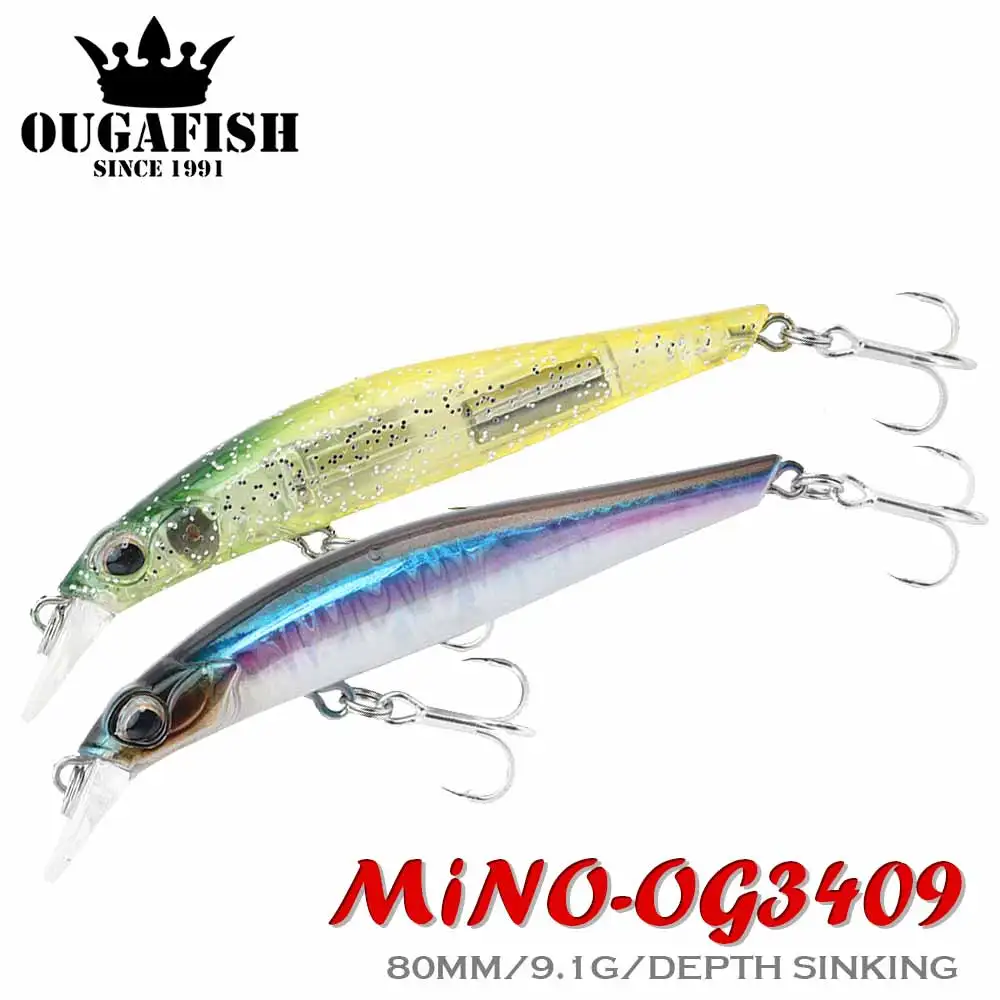 Sinking Minow 80mm 9.1g Fishing Lure Gravity Balance System Hard Bait Wobbler Slow Diving Peche Accessoire Isca Artificial Tools