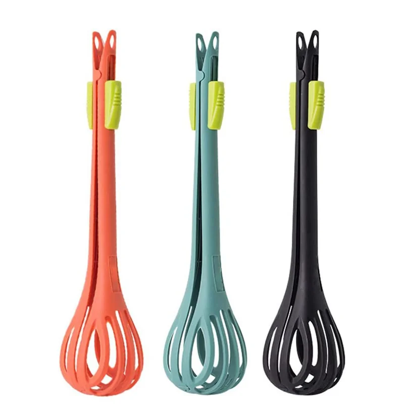 2 in 1 Food Clip & Egg Whisk, Multi-Function Egg Beater and Bread Clip, Handheld Egg Mixer Kitchen Tool (3 Pcs)