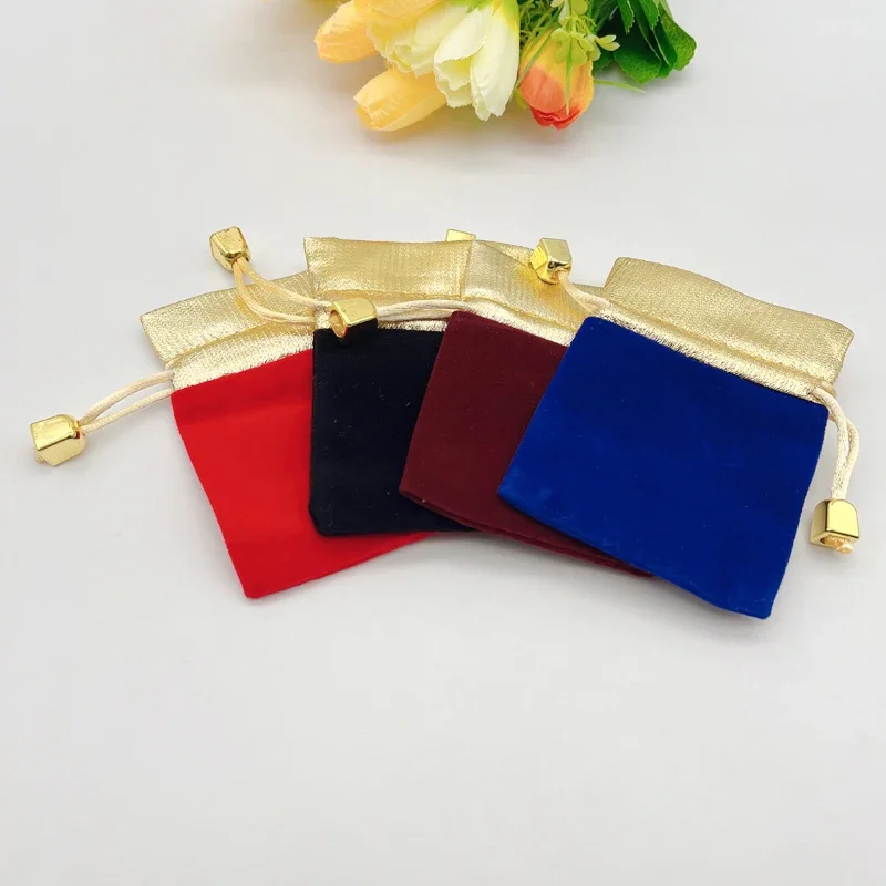 

50pcs 7x9cm Gold Mouth Velvet Gift Bag Packaging Wedding Sachet Flannel Bags Drawstring Pouches for Jewelry Storage Velvet Bags