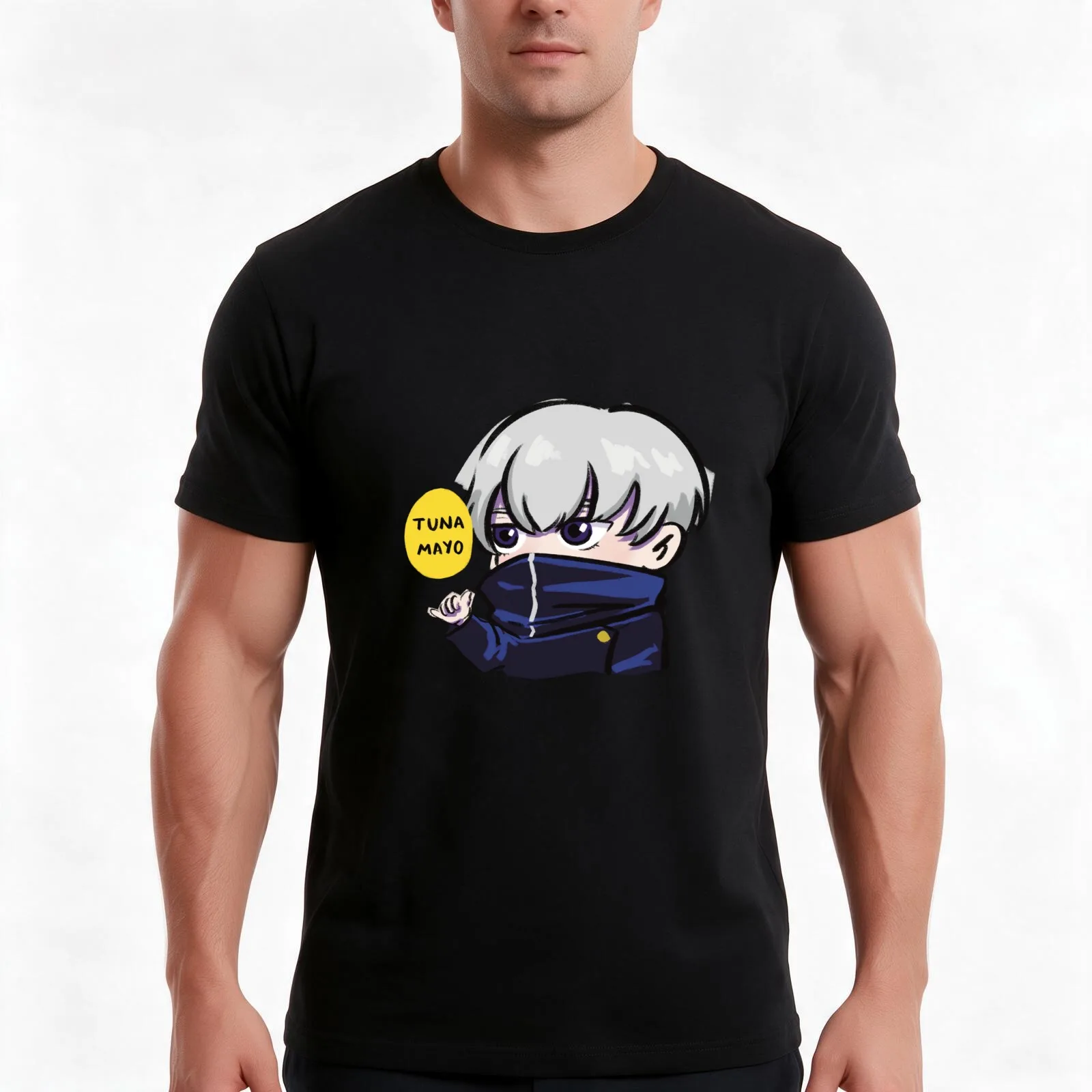 JJK Tuna Mayo T-Shirt, lässiges Sommer-Baumwoll-T-Shirt, Oversized-Streetwear-Oberteil, Vintage-Grafikdruck, lockere Passform, kurzärmelig.