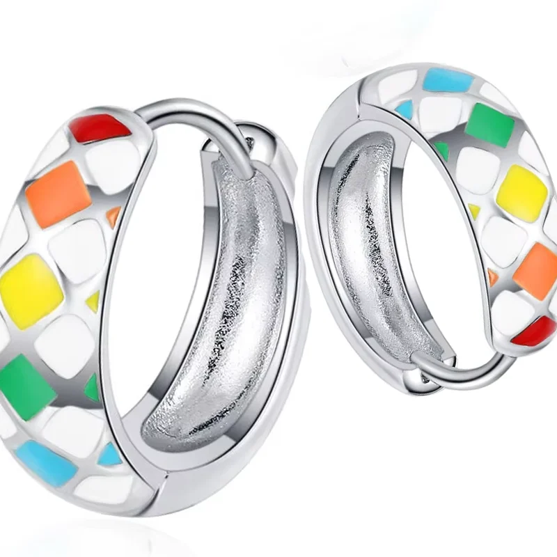 Trend 2026 925 Sterling Silver Lattice Rainbow Earrings For Women Luxury Designer Jewelry Wholesale Offers With Free Shipping