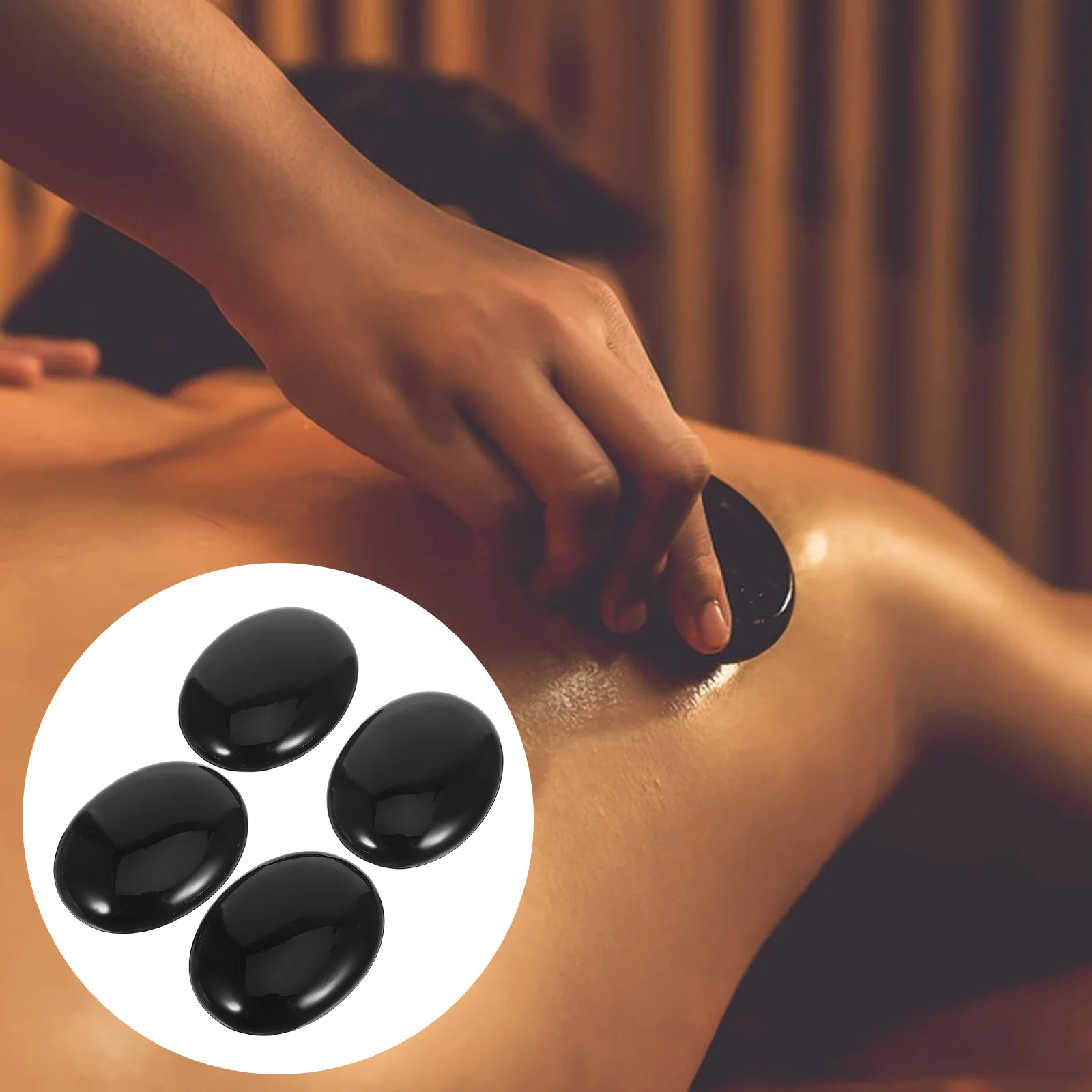 

4 шт. натуральный черный обсидиан овальные массажные камни гладкие полированные карманные кристаллы для домашнего офиса медитация релаксация