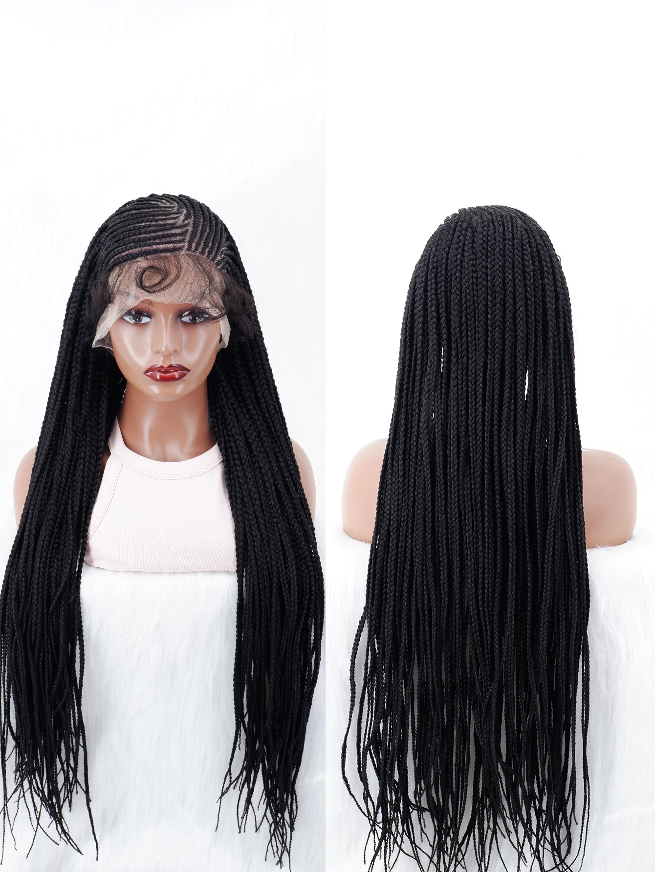 32 Inch Synthetic Box Cornrow Braided Wigs 13x6 Lace Front Braided Wig With Baby Hair for Black Women