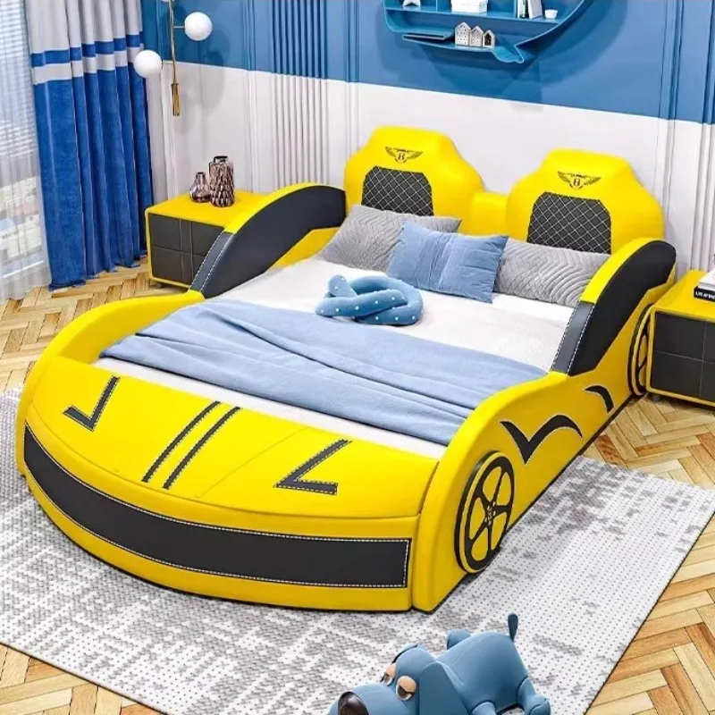 شكل سيارة عادي للأطفال سرير أمان الدرابزين تصميم واحد سرير أطفال روضة أطفال على الطراز الحديث مضاءة أثاث Enfant للمنزل