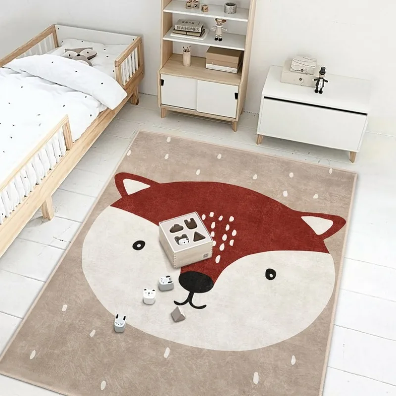 

Cartoon Children's Room Large Area Carpet Cute Animal Bedroom Bedside Carpets Fox Living Room Decoration Rugs Plush Soft Rug 양탄자