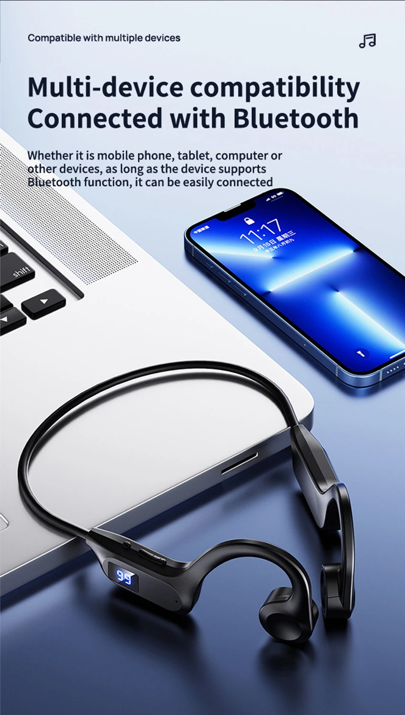 Original Lenovo True Bone Conduction Headset IPX8 Bluetooth 5.3 Wireless Headphone with Microphone Waterproof Exercise Fitness