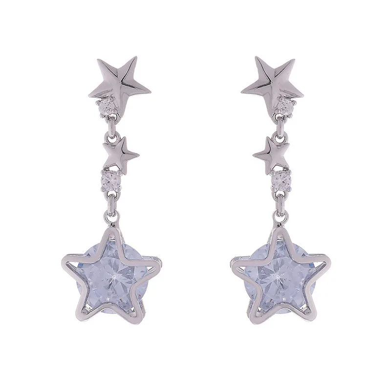 Little Star Inlaid Zirconia Cubic Zirconia Women's Silver Plated Pendant Fashion Ladies Jewelry 2023 New Style Stud Earrings image 5