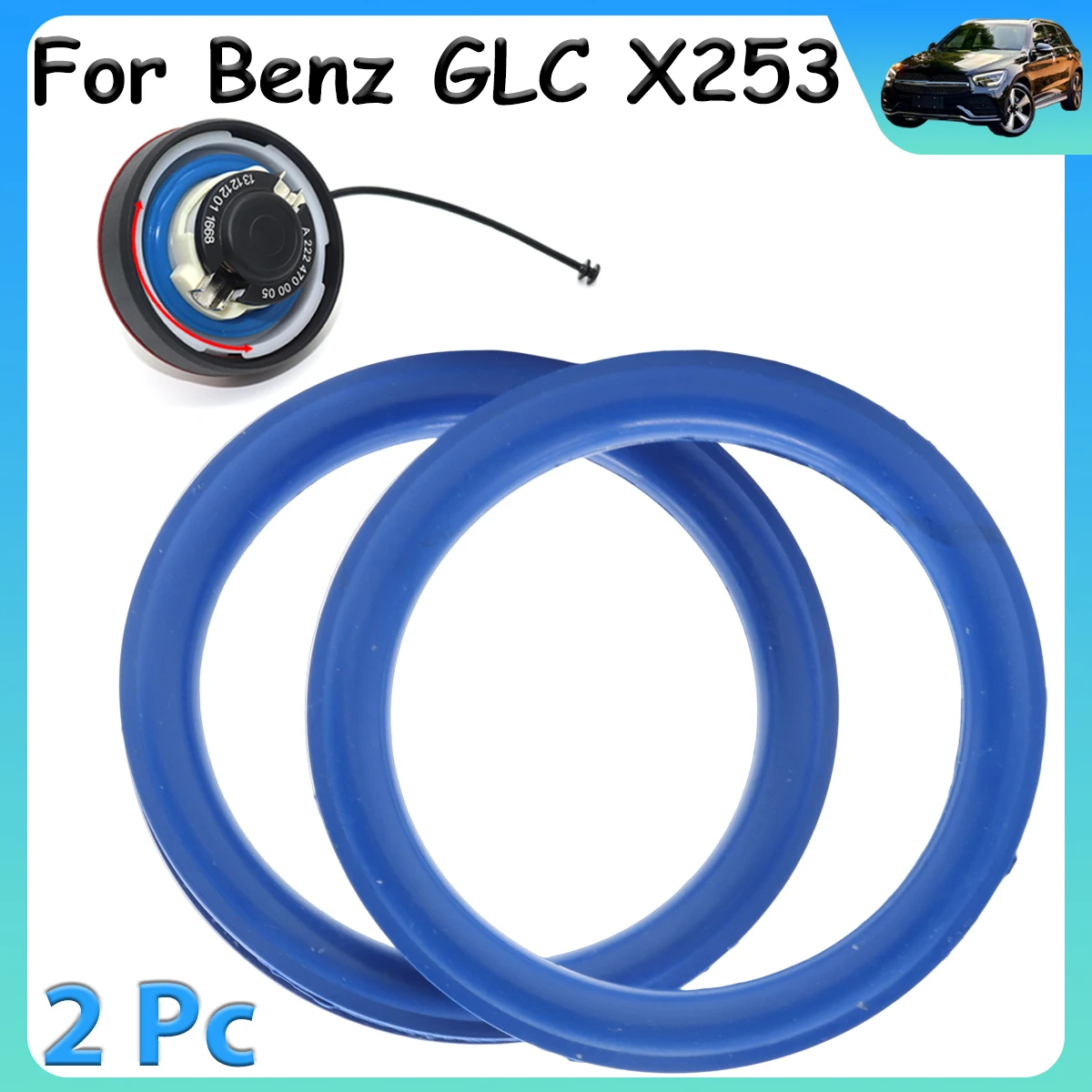 2Pcs Gas Cap Seal For Benz GLC X253 2015-2019 Fuel Tank Filler Neck Repair V Shape O-ring Rubber Gasket Washer Replacement Parts