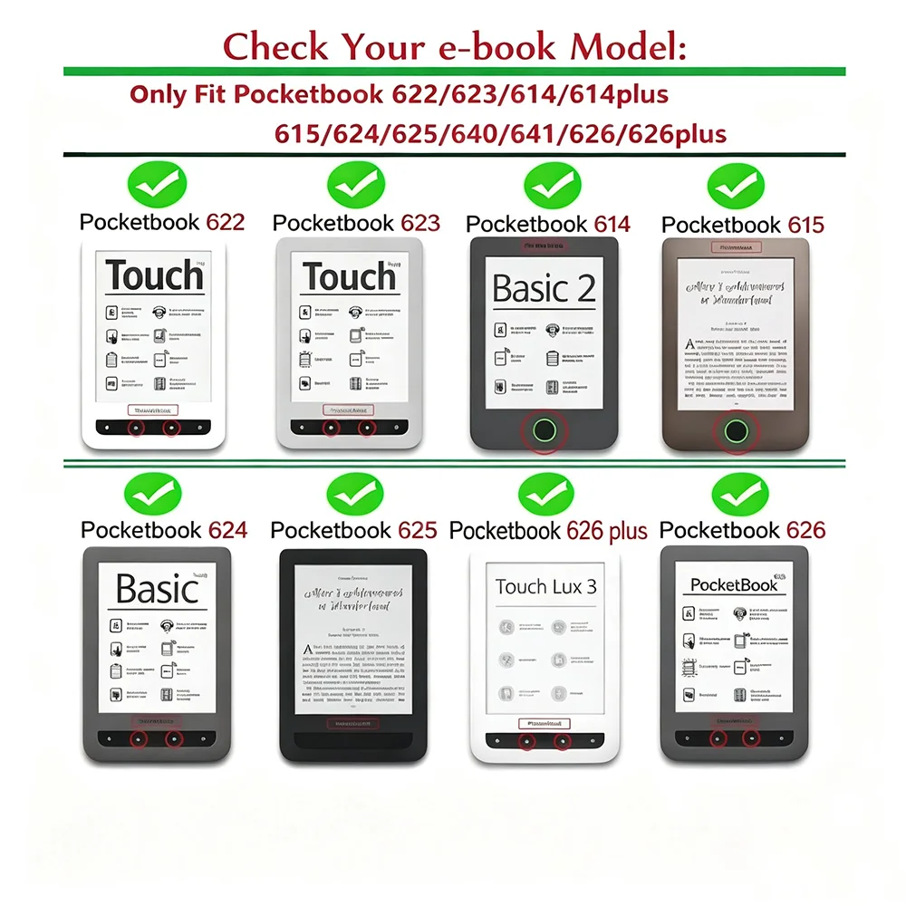 Case for Pocketbook Basic Touch Pocketbook Touch Lux2 Lux 3 (Model:PB624 626 626Plus) Tablet, Flip Durable Portable Protector