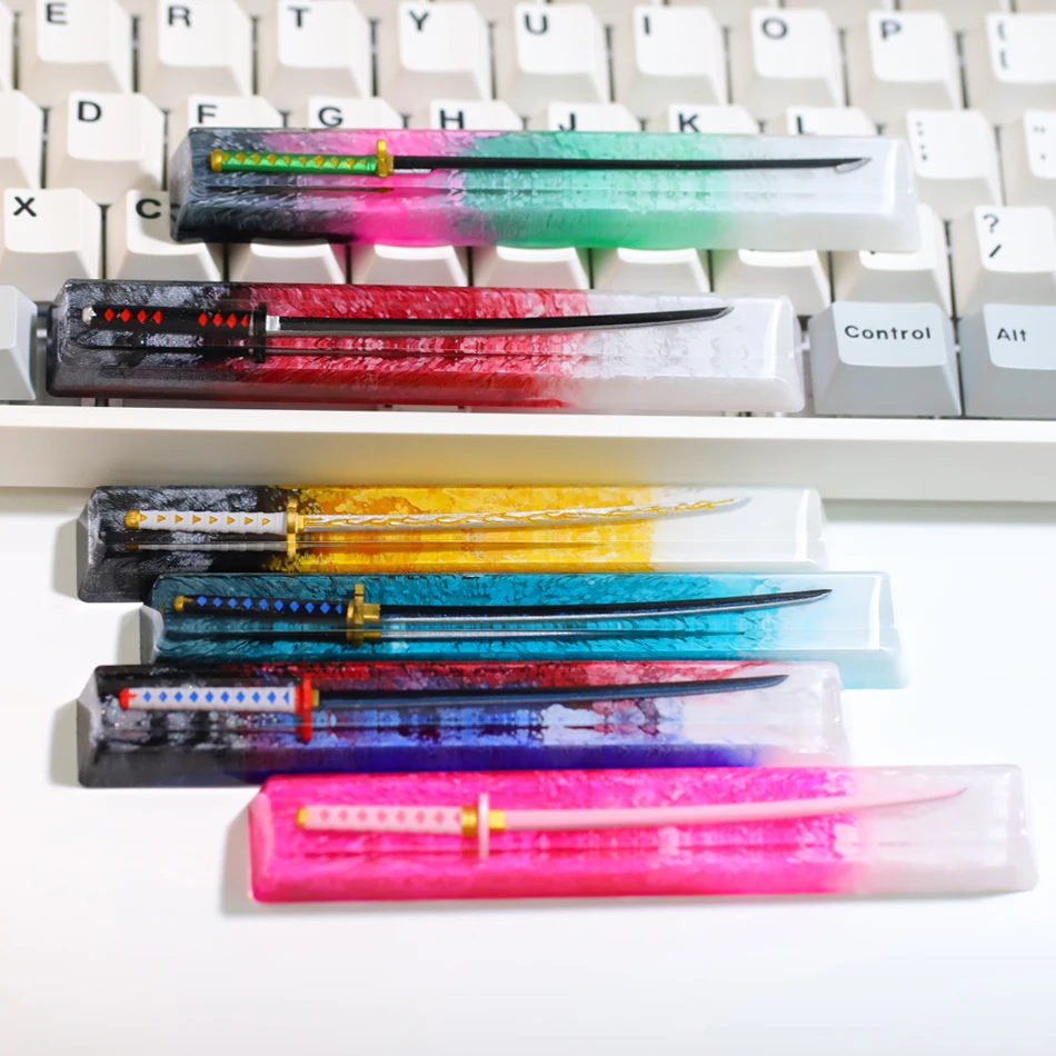 Custom 6.25u Spacebar Keycap Resin Anime Samurai Sword DIY Boys Custom Gift Cherry MX Switch Button Cap Mechanical Keyboard