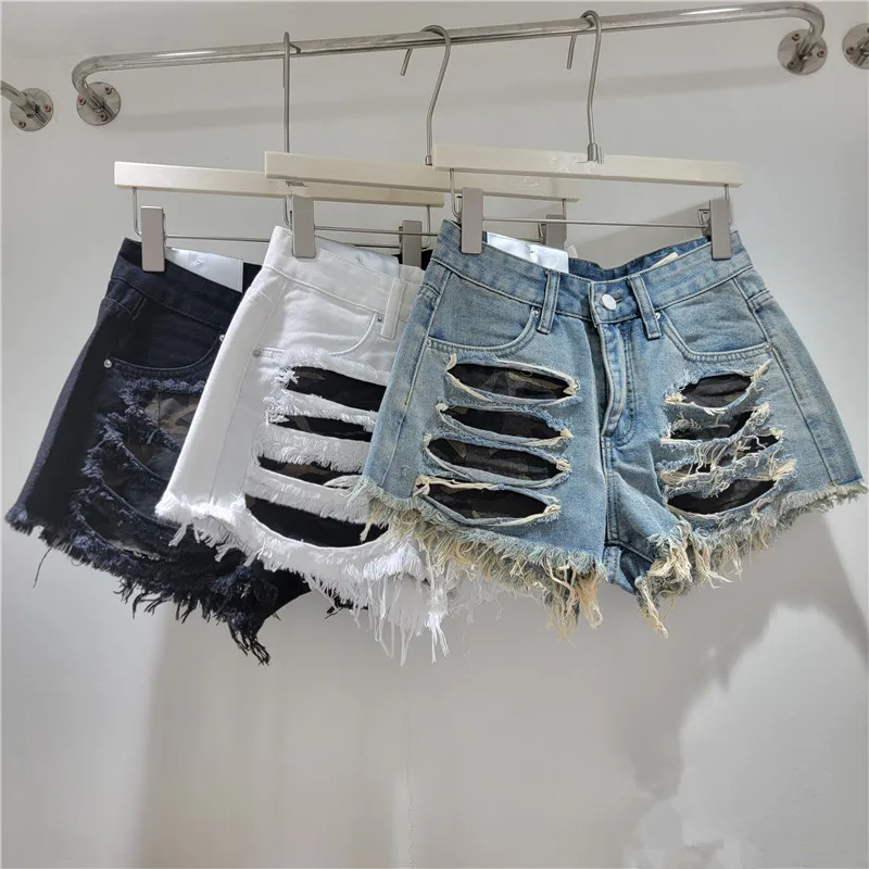 

Spicy Girl Distressed Denim Shorts - Women's 2026 Summer New Slimming Unique Style, Straight Leg, Wide Leg A-line Hot Pants