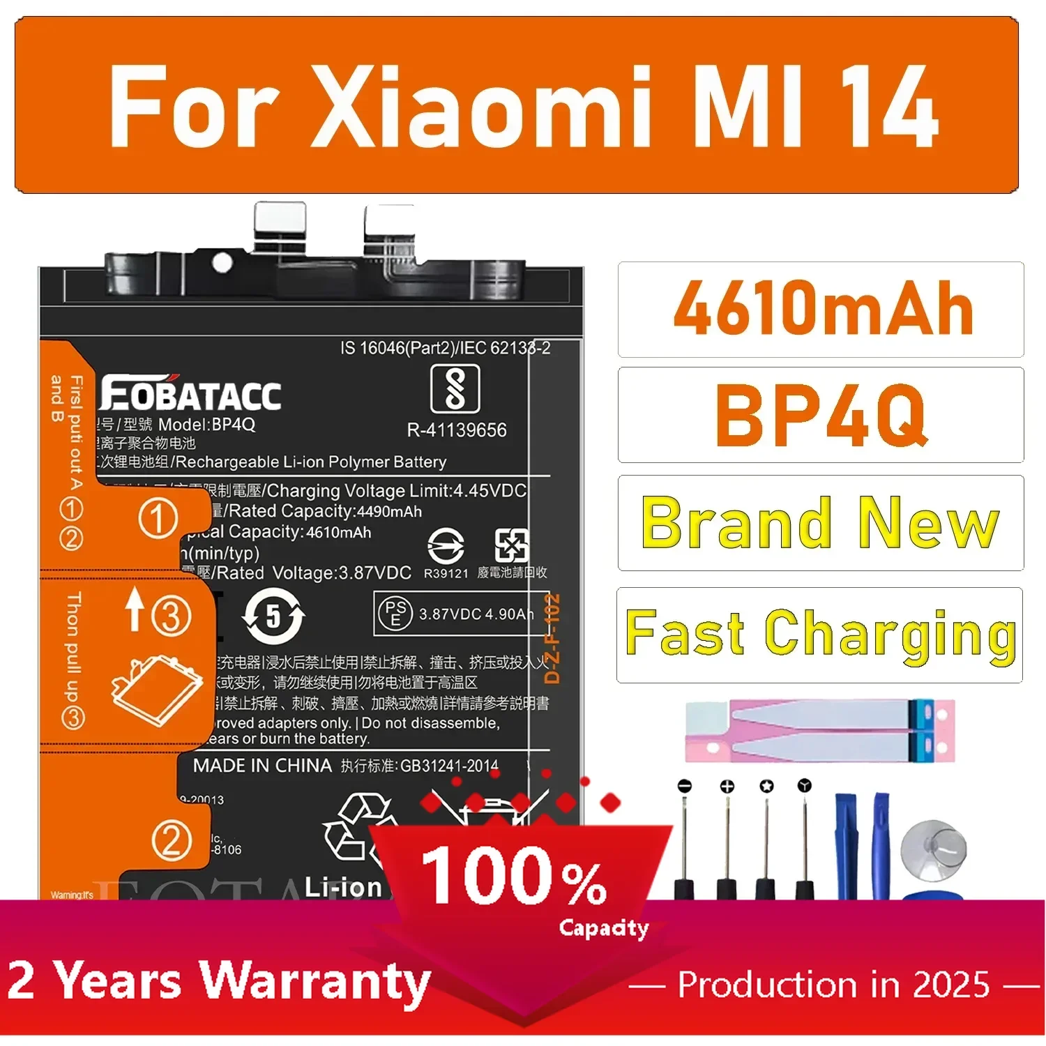 

100% New Original Battery BP4Q For XIAOMI 14 Battery +Tools