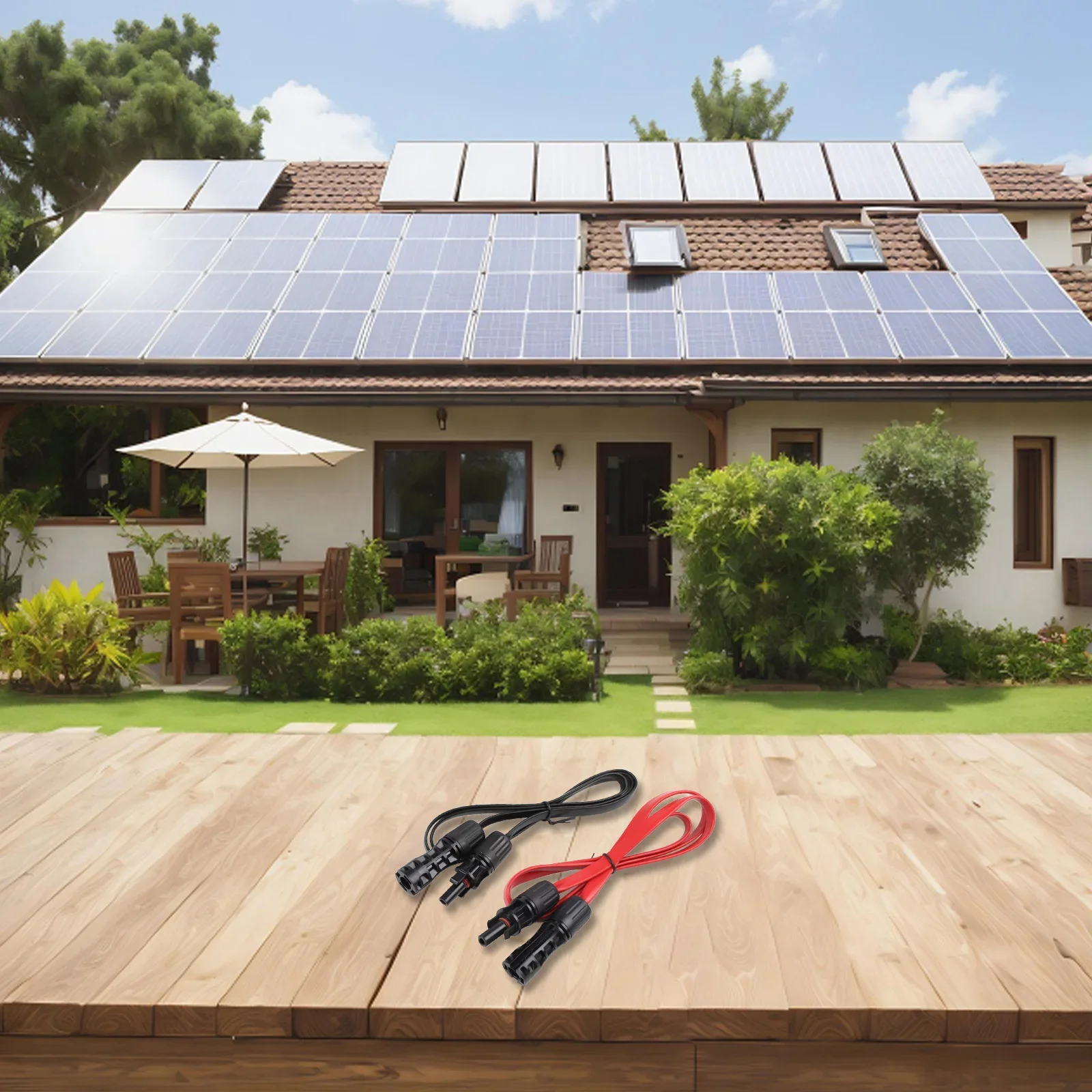 

Flexible Flat Cable Flat Solar Cable 100cm Length Compatible With PV Connectors Copper Wire Core For Casement Installation