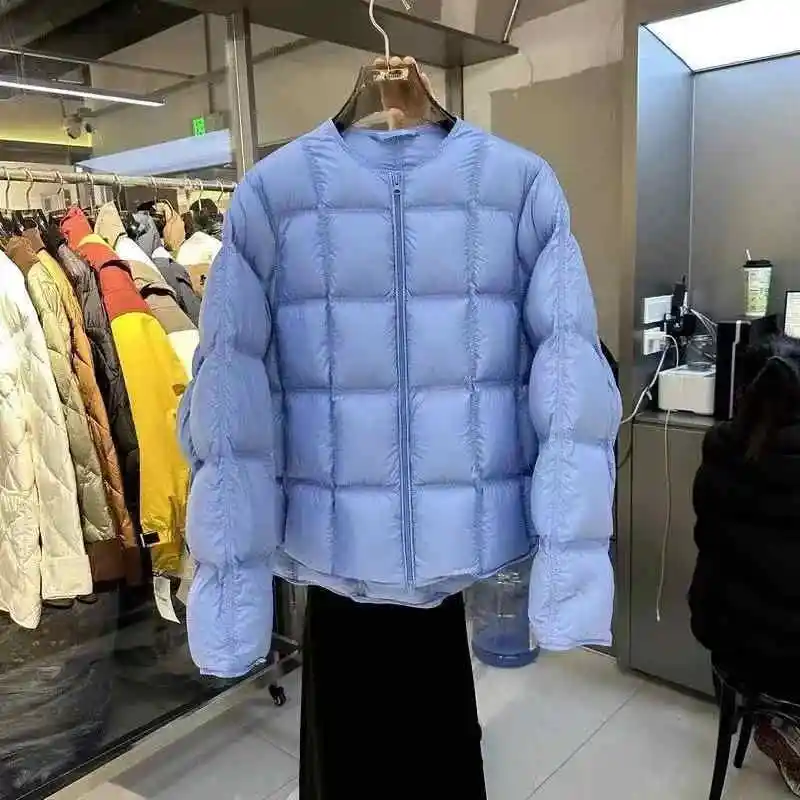 Cappotto in cotone da donna 2025 edizione coreana nuova giacca autunno inverno tinta unita girocollo moda cappotto caldo spesso Parka soprabito