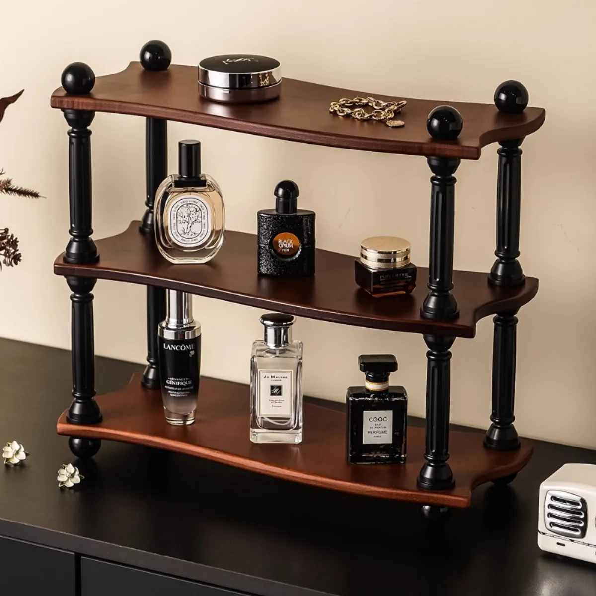 Medieval cosmetics, multi-layer desktop shelves, retro high-value water cup storage racks, home decoration ornaments
