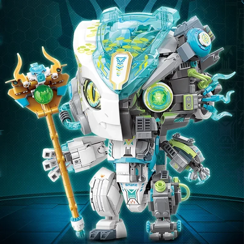 Chinese Year of the Snake building blocks twelve zodiac cyberpunk mecha DIY assembled model children's toys birthday gift