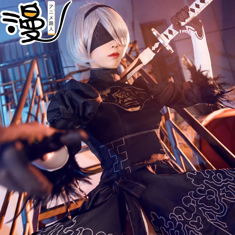 lili 123Miccostumes Women's No 2 Type B 2B Cosplay Costume Leotard Skirt With Hairband Leggings