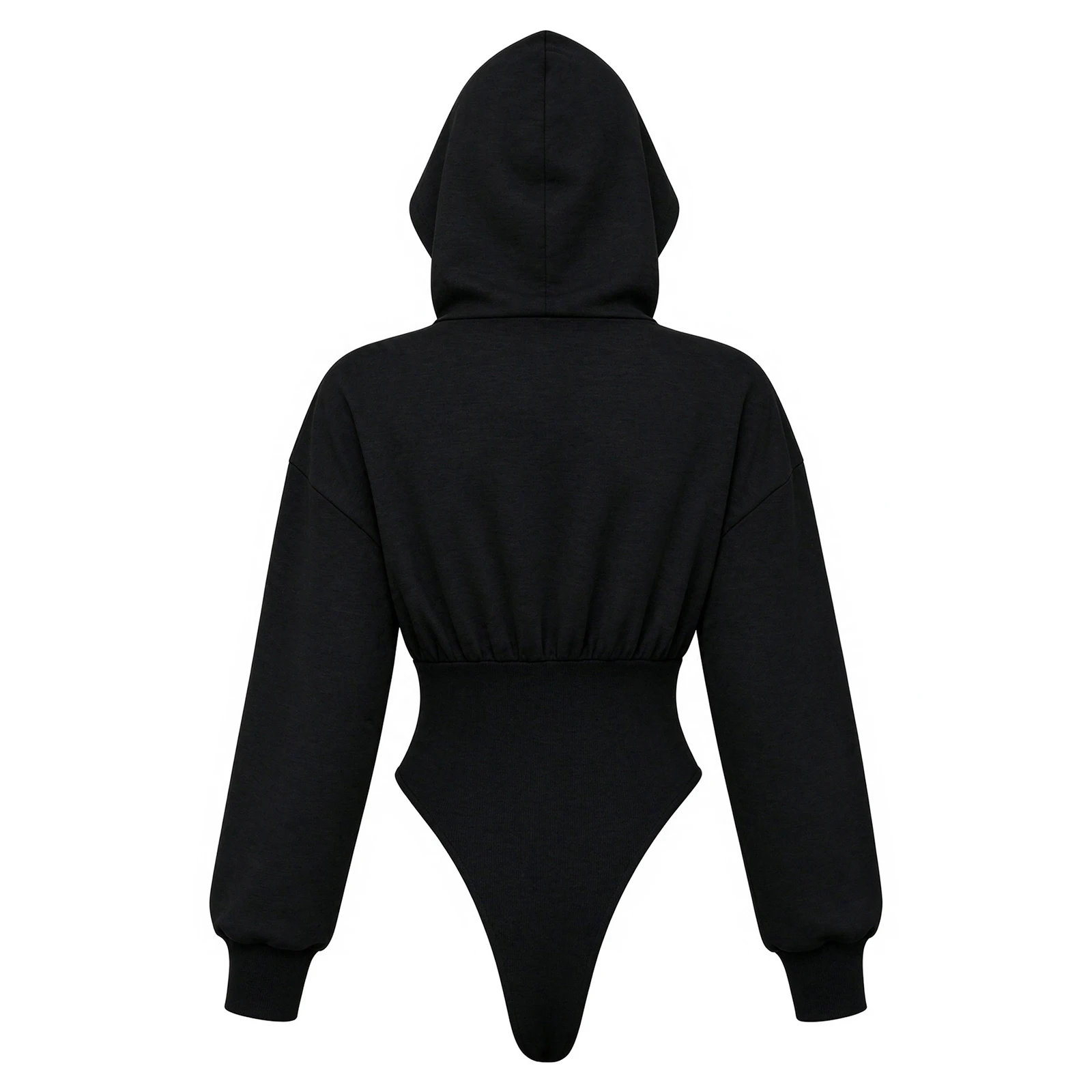 Ladies Half Zipper Hoodie Bodysuit Long Sleeve Ribbed Knit Slim Fit Hooded Sweatshirt Bodysuit Tops Press Crotch Buttons Leotard