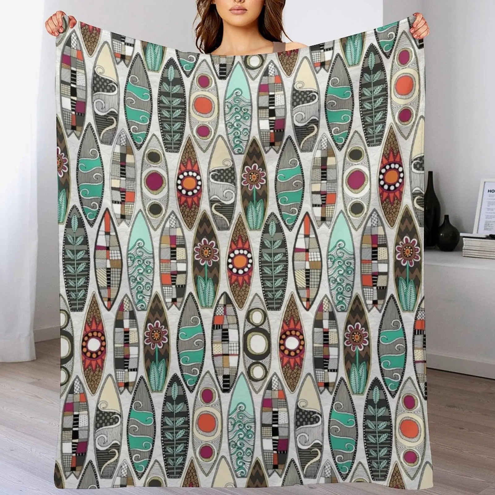 surfboards white Throw Blanket