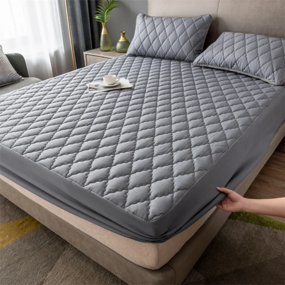 

Hot Sale Waterproof Fitted Sheet with Elastic Band Quilted Mattress Protective Cover Dustproof Bedspread Hotel