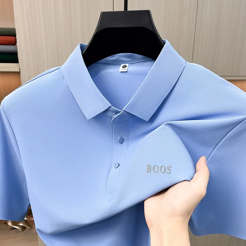 Sommermode Herren Kurzarm-Poloshirt mit Kragen, Knöpfen und Buchstabenprägung, Lässig, Atmungsaktiv, Minimalistisch, Einfarbig, Herrenbekleidung – Detail 12