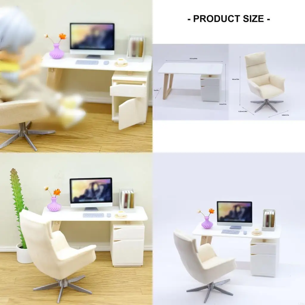 

54DA Detailed Mini Office Scene Accessories 2 Piece Set Design For Creative Play