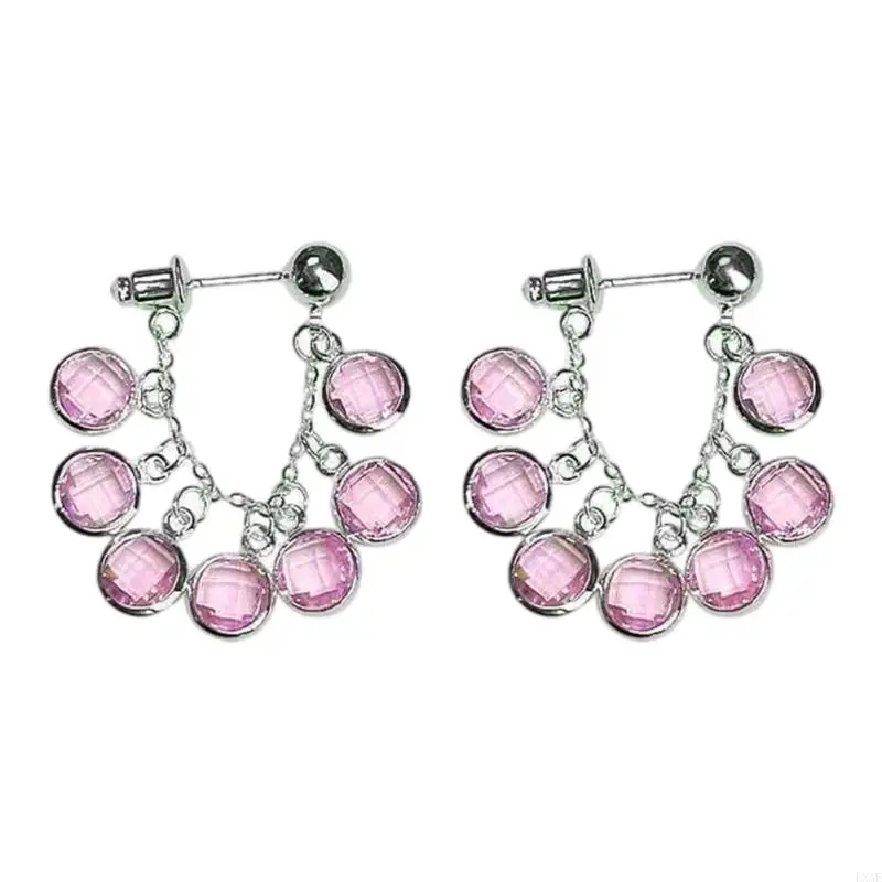 Rhinestones Studded Dangle Earrings Secure Clip Back Comfort Fit All Day Wear