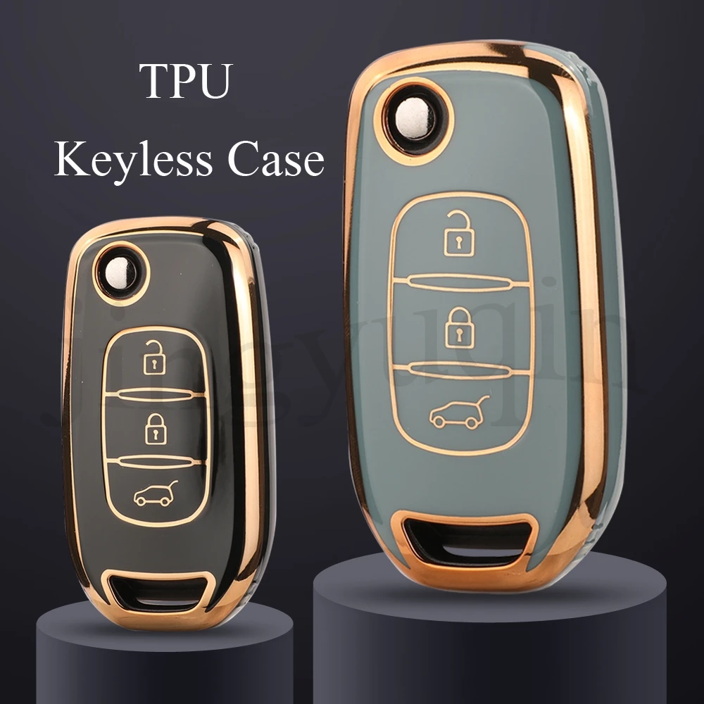 

Jingyuqin 3-кнопочный мягкий складной чехол для ключей из ТПУ для Renault TWingo 3 Duster Captur Logan Laguna Scenic для Dacia Logan 2021